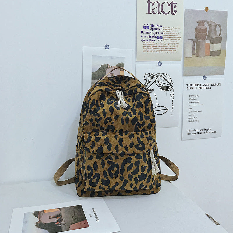 Neue trendige koreanische Version von Leopard Print Rucksack tragbare große Kapazität Student Schultasche