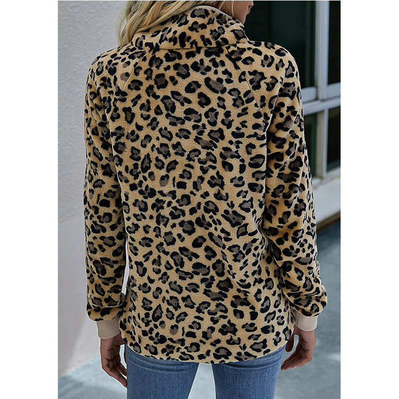 Leopard print camouflage long sleeve sweater
