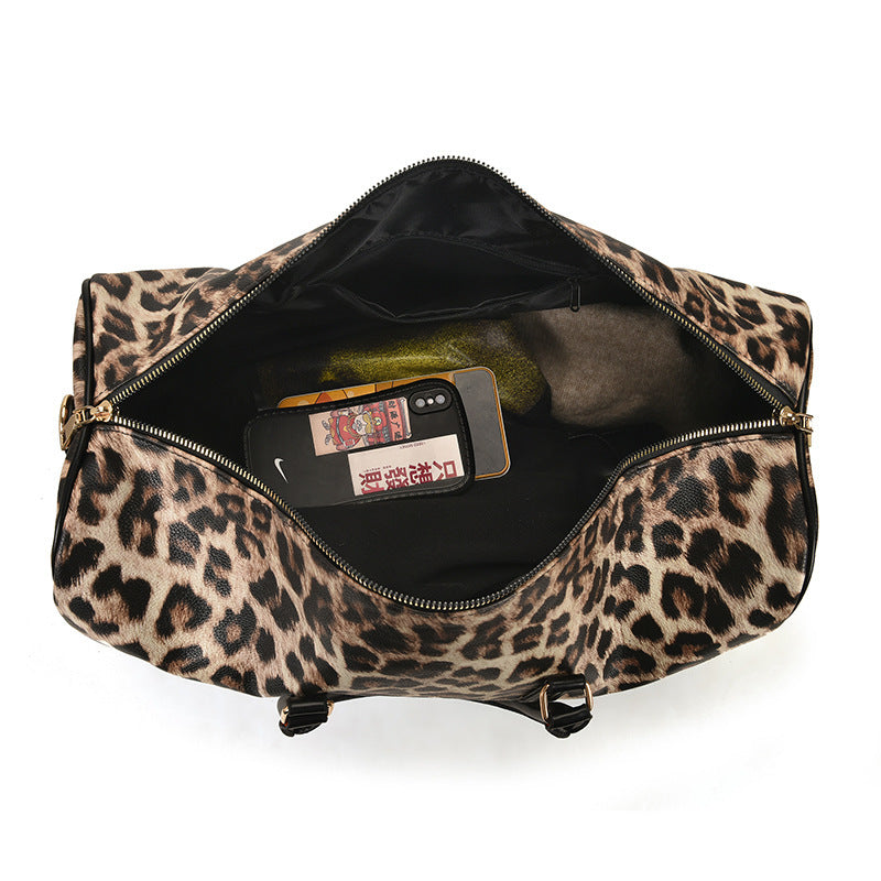 Große Kapazität Leopard Print Kontrast Tote Tasche Schulter Turnbeutel
