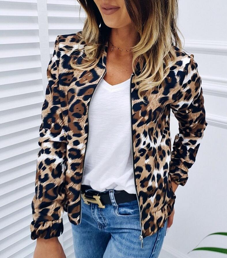 Explosion small suit fashion leopard stand collar cardigan jacket