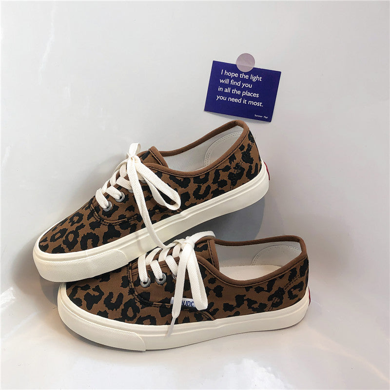 Sommer Vielseitig Slip-on Leopard Print Canvas Schuhe für Frauen