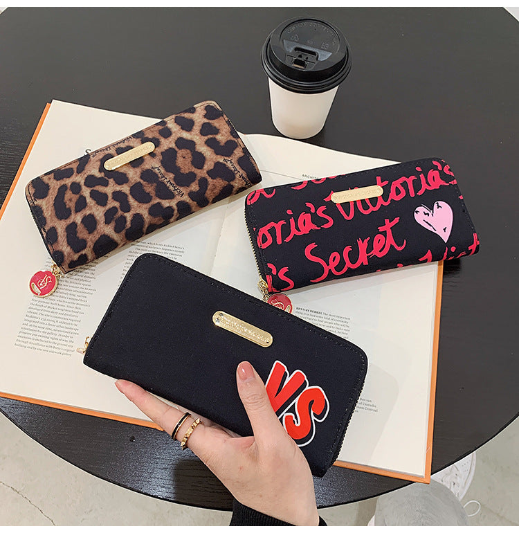 Lange Brieftasche mit Reißverschluss Hawaiian Lily Multicolor Leopard Print Purse