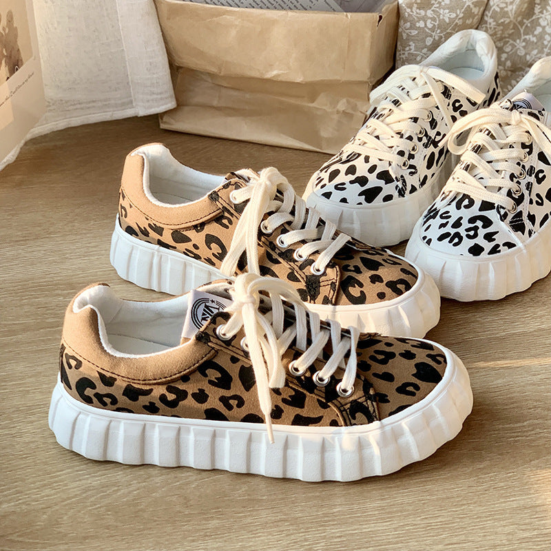 Leopard Print Canvas Schuhe Weiblich Koreanisch Ins Style Student Wild Big
