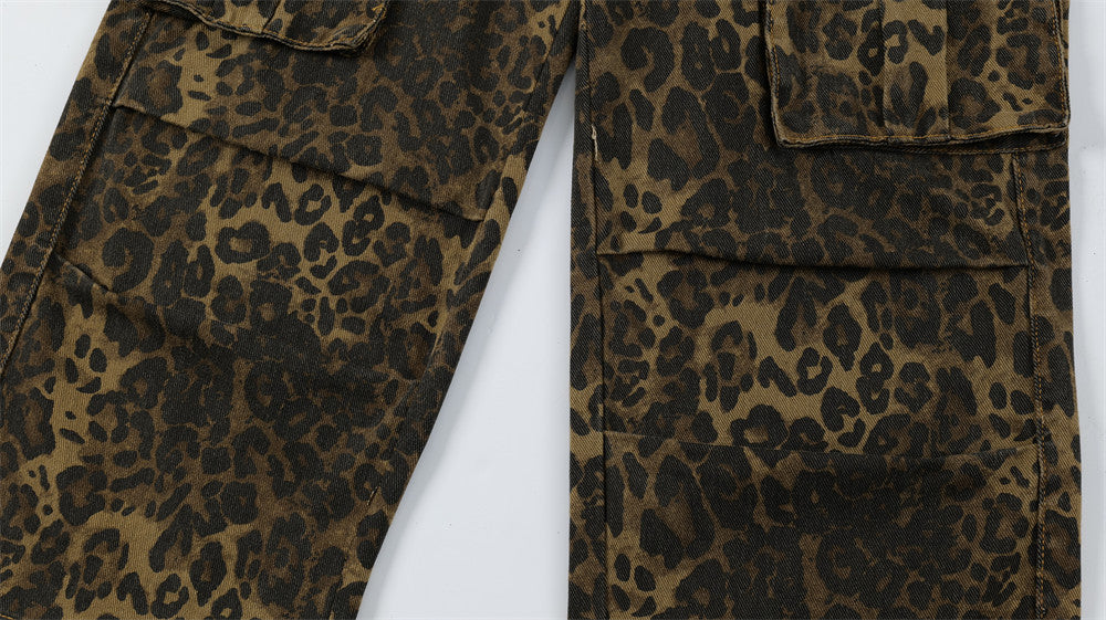 Herren Punk-Jeans mit Leopardenfalten