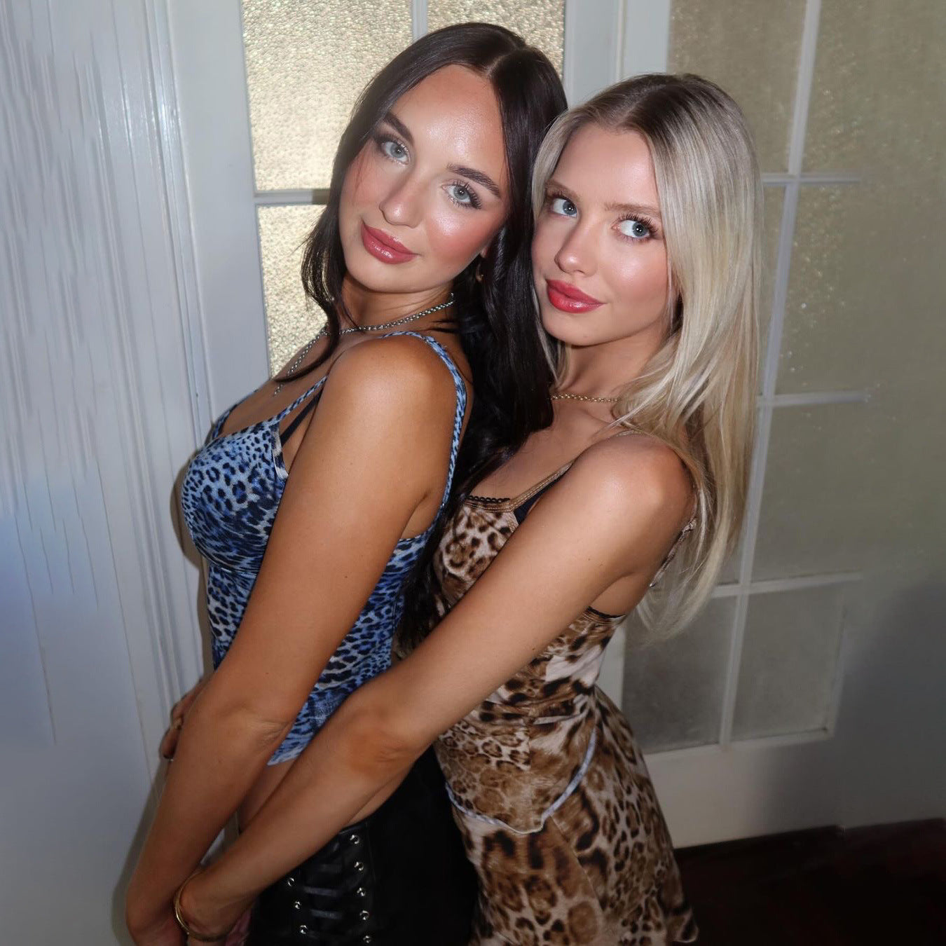 American-style Sweet And Spicy Leopard Print Short Skirt Suspender Top Women's Suit