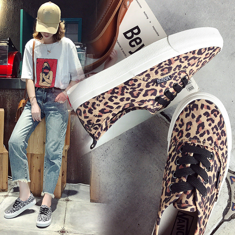 Neue Leopard Print Canvas Schuhe Frauen Casual Sportschuhe