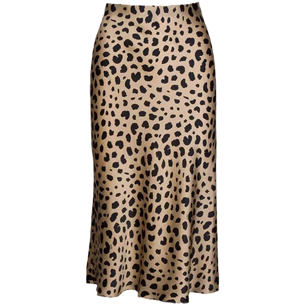 Damen Leopard Printed Kleid Hohe Taille Unsichtbarer Reißverschluss Rock