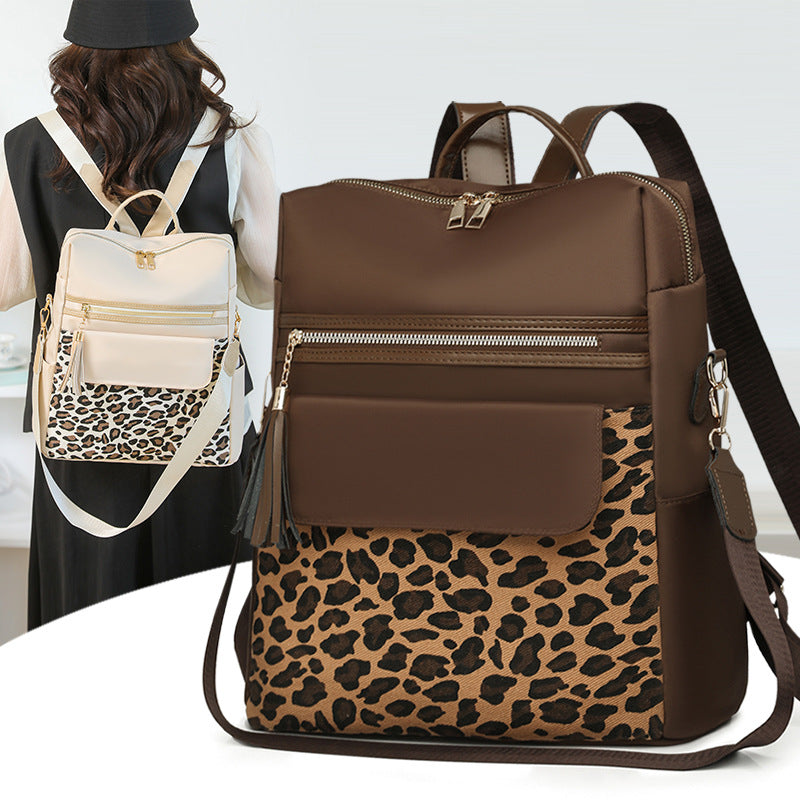Leopard Print Women's Large Capacity Backpack