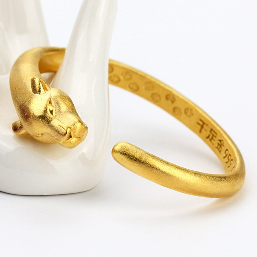 Mode Sand Gold Leopard Kopf Armband Domineering Ring