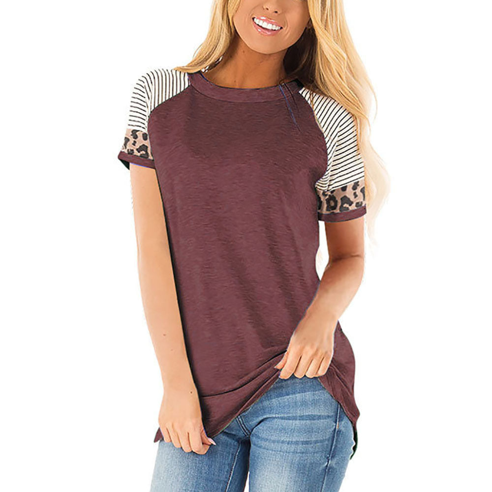 Leopard Lässiges T-Shirt Lose O-Ausschnitt T Shirt