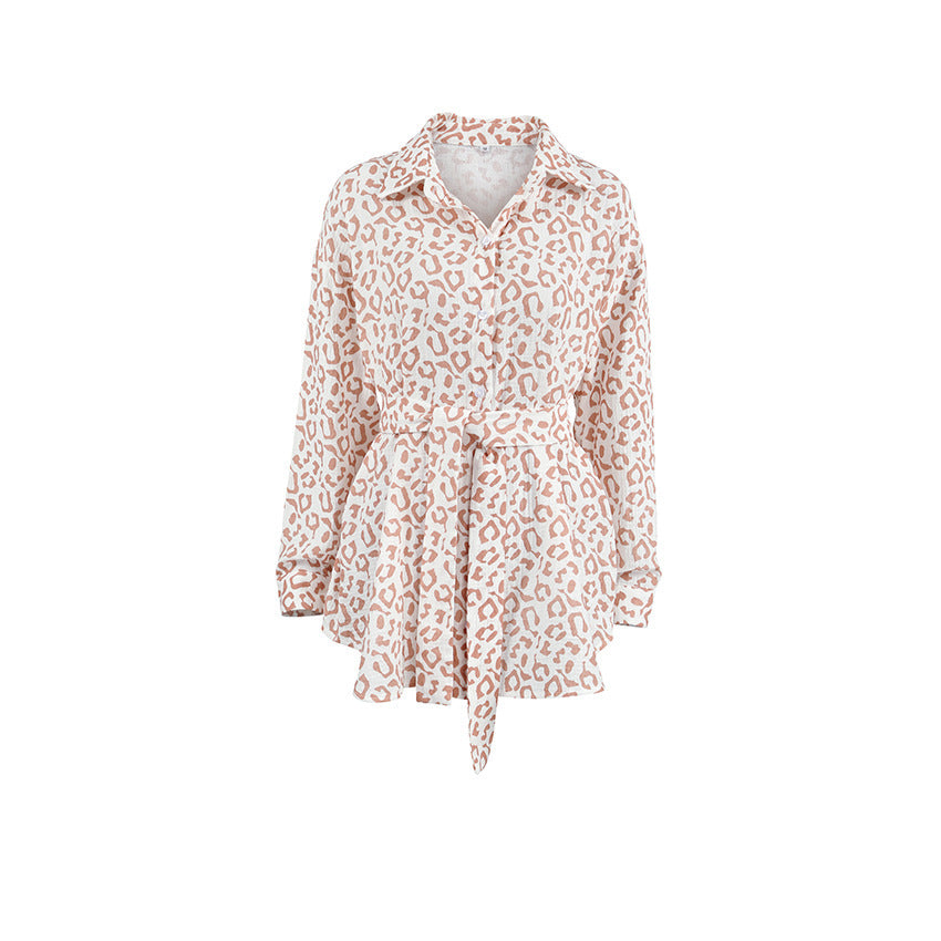 Autumn Crepe Cotton Leopard-print Shirt Fashion Loose Top
