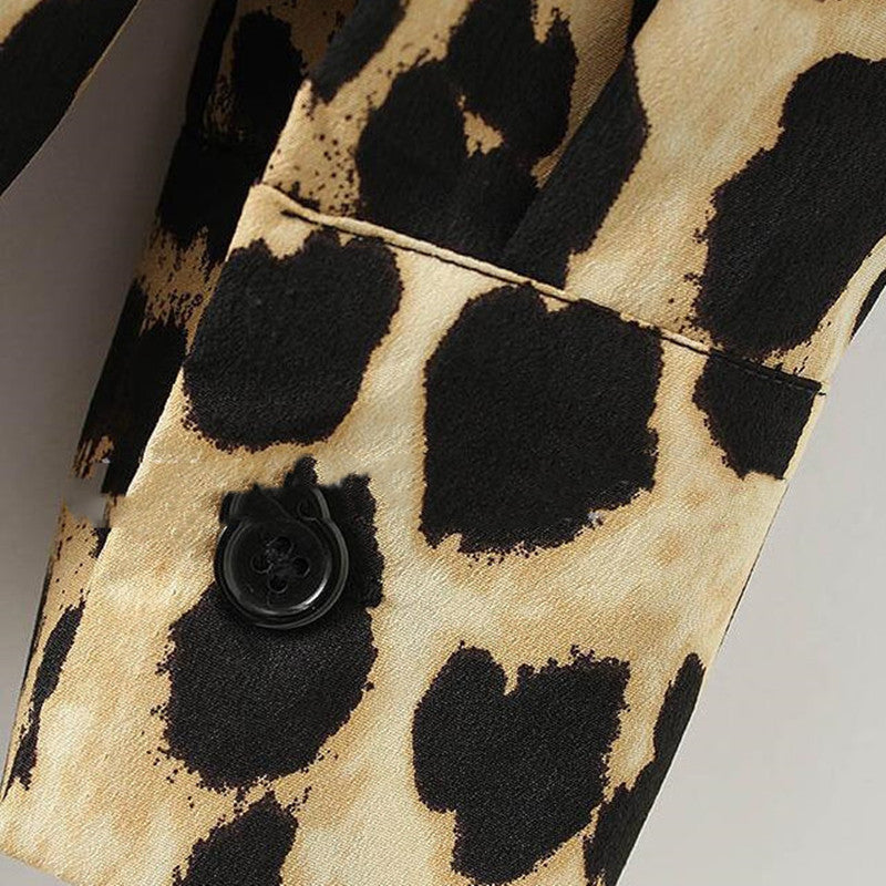 Women's Fashion Leopard Print Shirt Top Dress