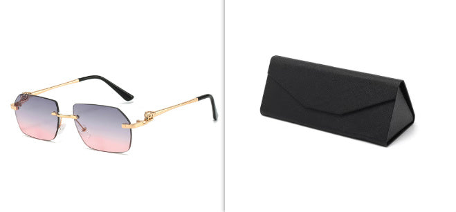 Rahmenlose Leoparden-Sonnenbrille für Männer und Frauen