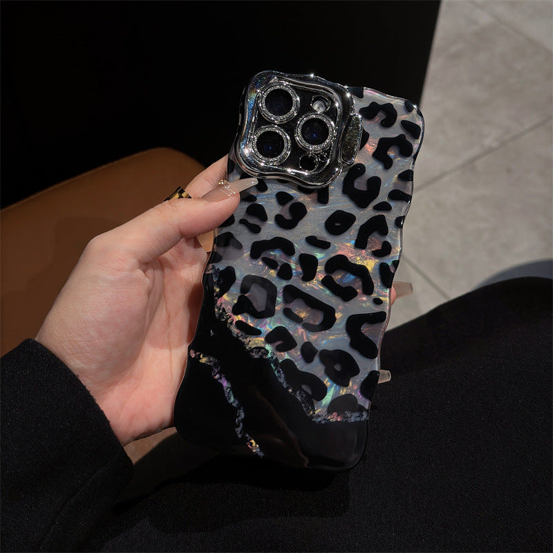 Ins Wave Leopard Print Telefon Fall Objektiv Halterung