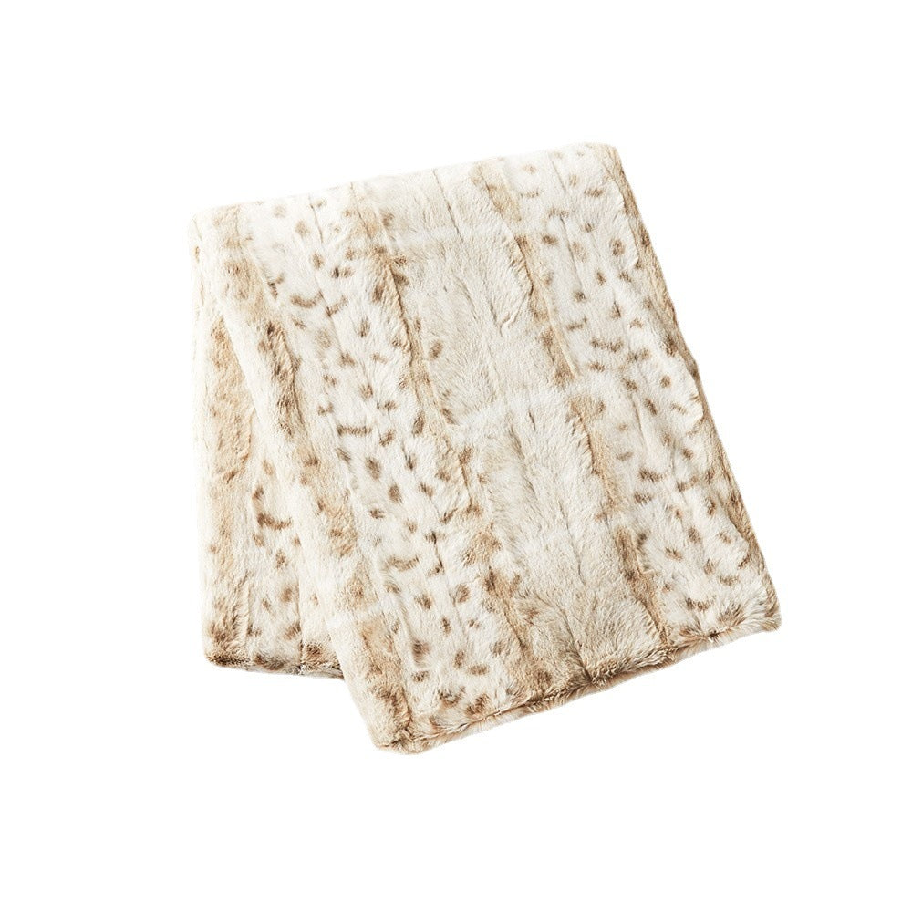 Women's Thickened White Leopard Blanket