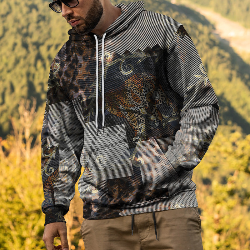 Herren Street Fashion Pullover mit Leopardenmuster