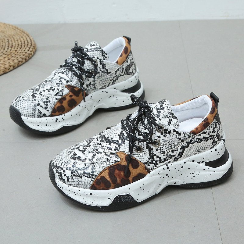 Leopard Print Turnschuhe Frauen Lace Up Walking Running Sportschuhe