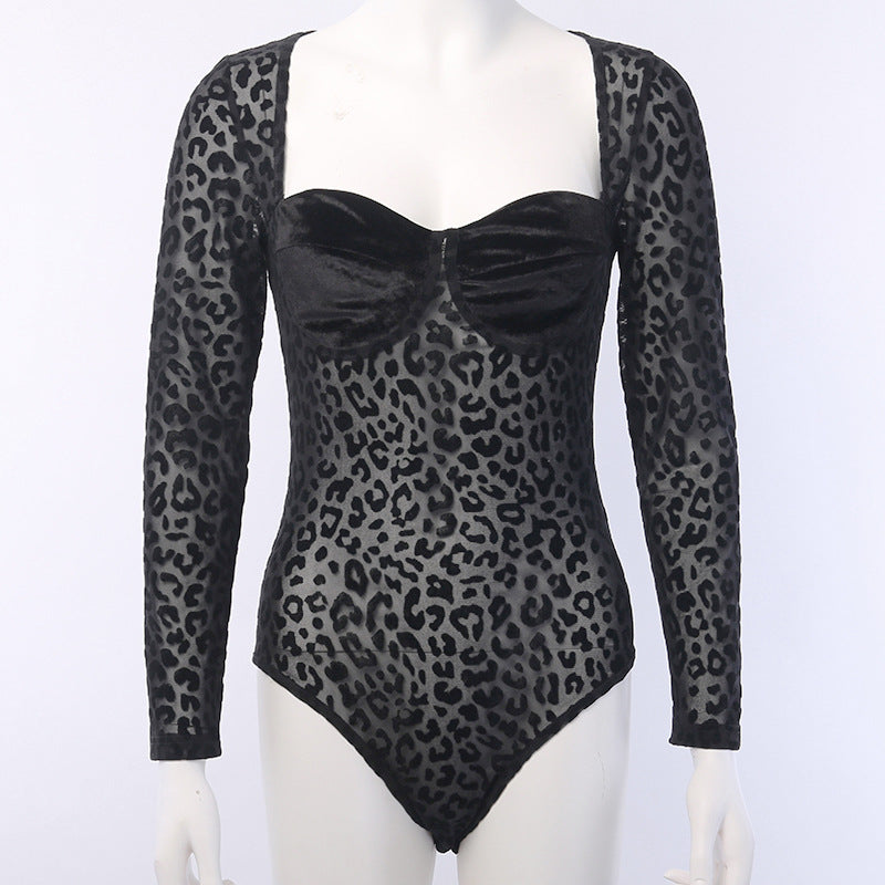 Leopard print stitched onesie