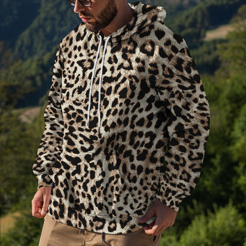 Herren Street Fashion Pullover mit Leopardenmuster