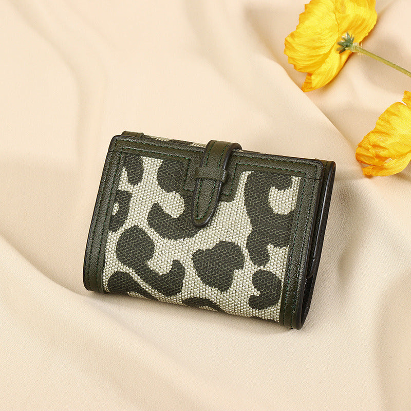 Frauen Brieftasche kurz neue Leopard Print Pull-Gürtel Multi-funktionale große Kapazität Tri-Fold Retro mehrere Kartenschlitze Kupplung Karteninhaber