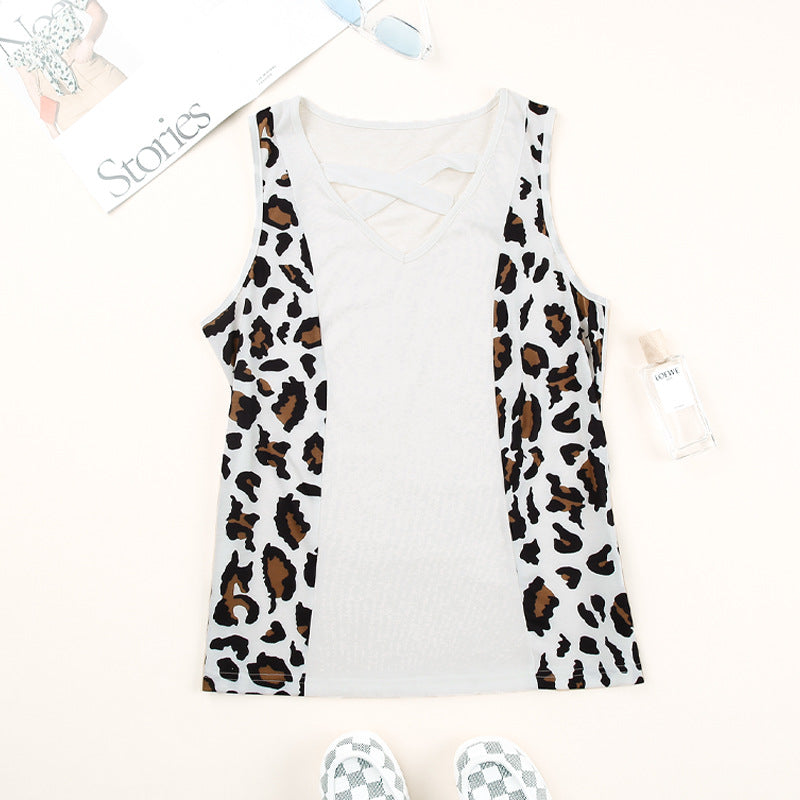 Vest Outer Wear Top Women's Summer New Leopard Print Printed V-neck Sleeveless Woman's Vest for Her