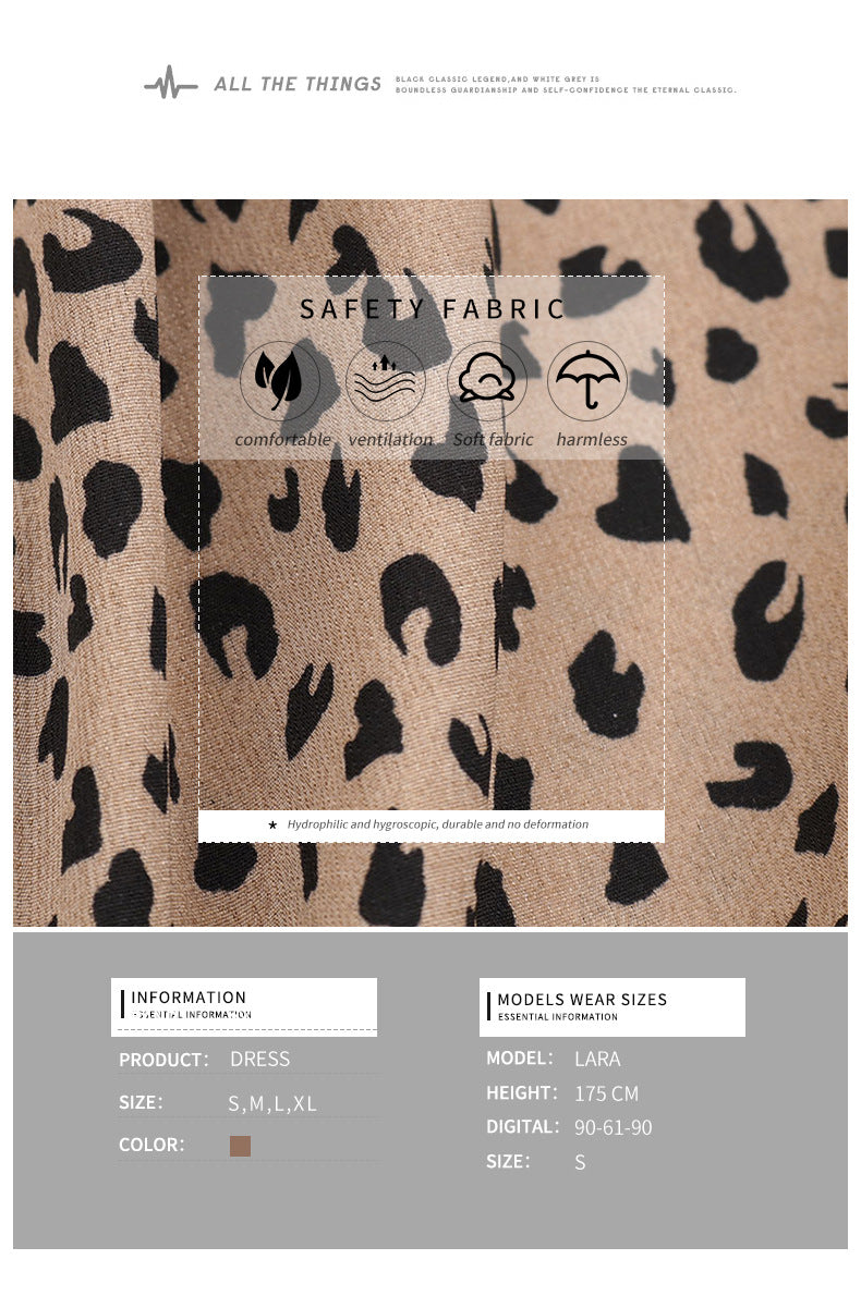 Summer Women's Leopard Print Halter Irregular Slit Dress for Her