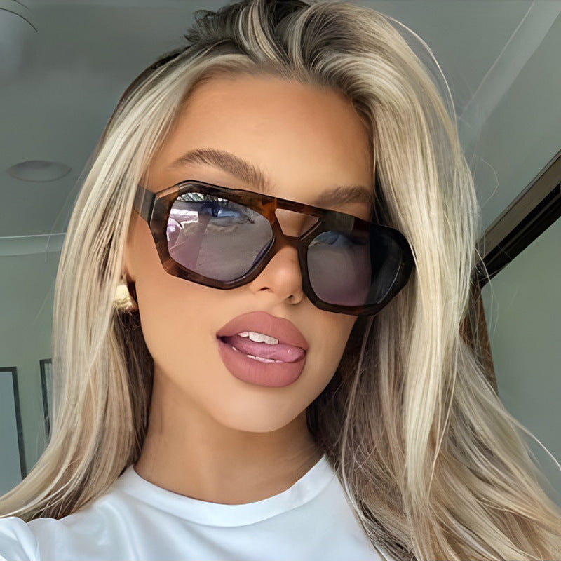 Ins Big Frame Leopard Sonnenbrille Sommer Sonnenschirm Strand Urlaub Brille