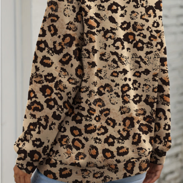 Brown Bleached Halloween Pumpkin Leopard Print Sweatshirt Sweater
