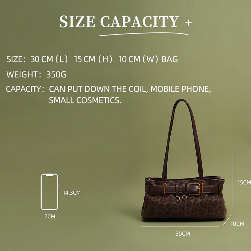 Temperament Autumn And Winter Retro Leopard Print Shoulder Bag