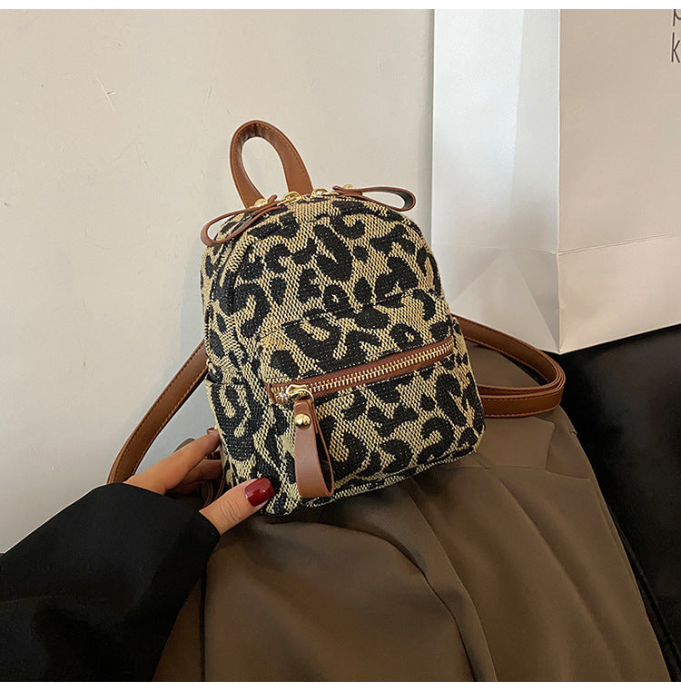 Canvas Leopard Print Neue All-match Rucksack Japanisch