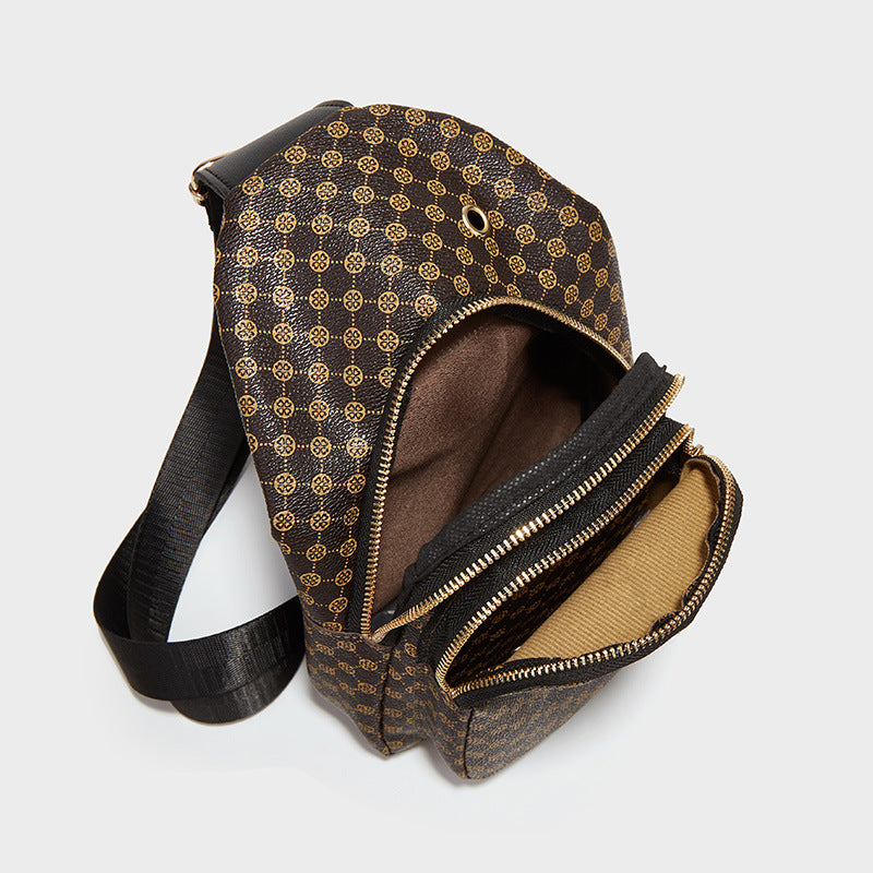 Damen-Umhängetasche mit Leopardenmuster, modisch, Sport- und Freizeitstil, Brusttasche