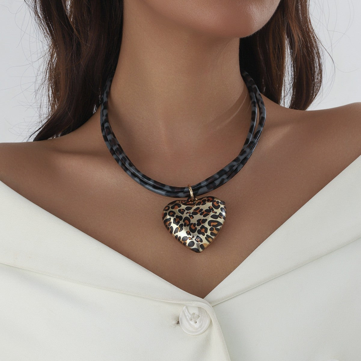 Love Leopard Anhänger Multi-layer Leder String Halskette