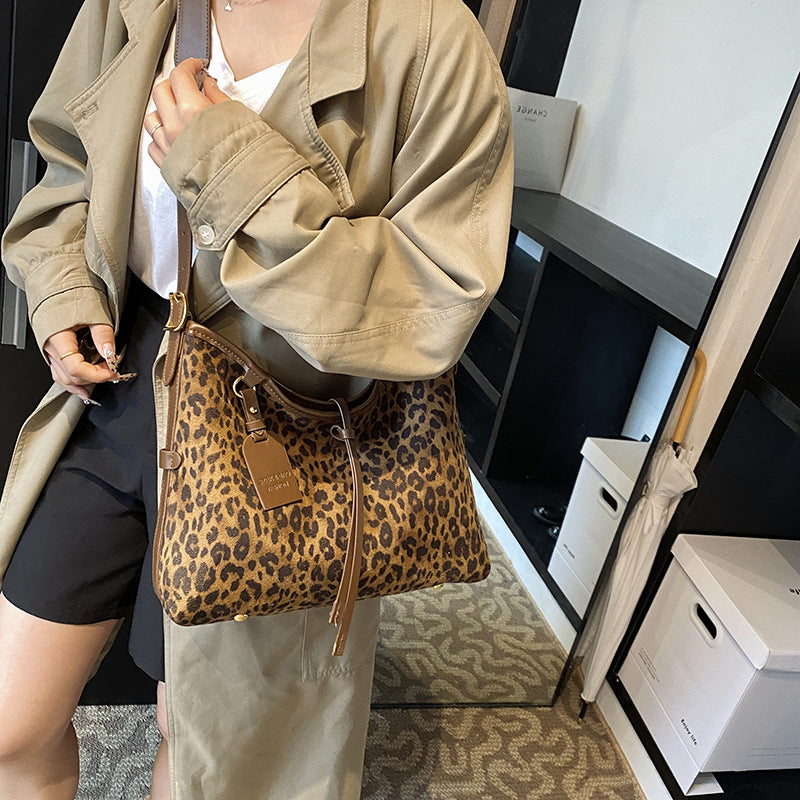 Damen Popular Leopard Print große Kapazität Schulter Kuriertasche