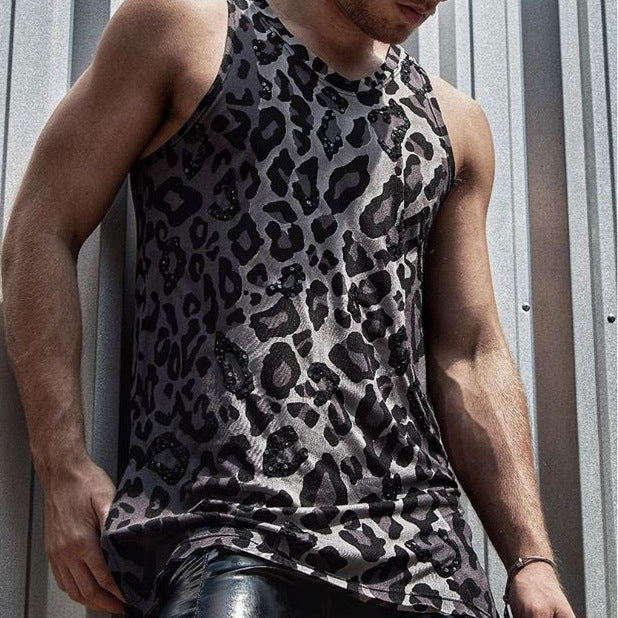 Herrenweste Leopard Print 3D Digital T-Shirt