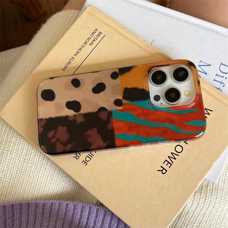 Bunte Mosaik Leopard Print Telefon Fall