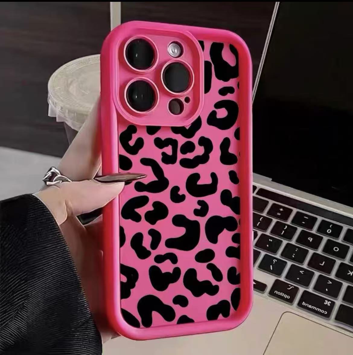 Schwarzer Leopard Print Handytasche Neu