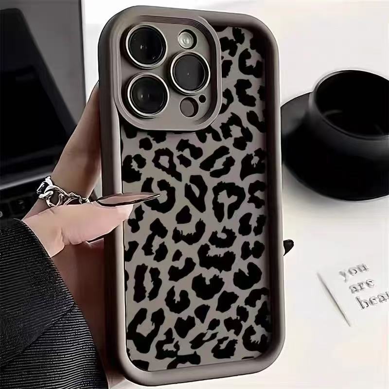 Schwarzer Leopard Print Handytasche Neu