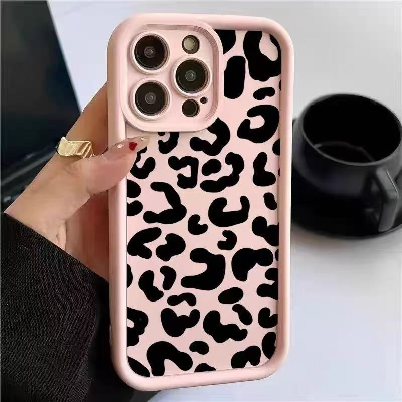 Schwarzer Leopard Print Handytasche Neu