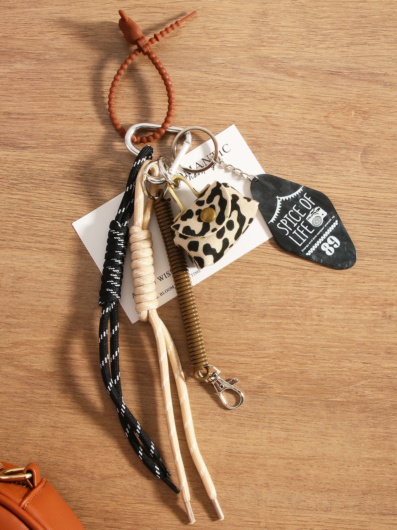 Leder Leopard Print Kleine Tasche Geflochtenes Seil Handtasche Anhänger