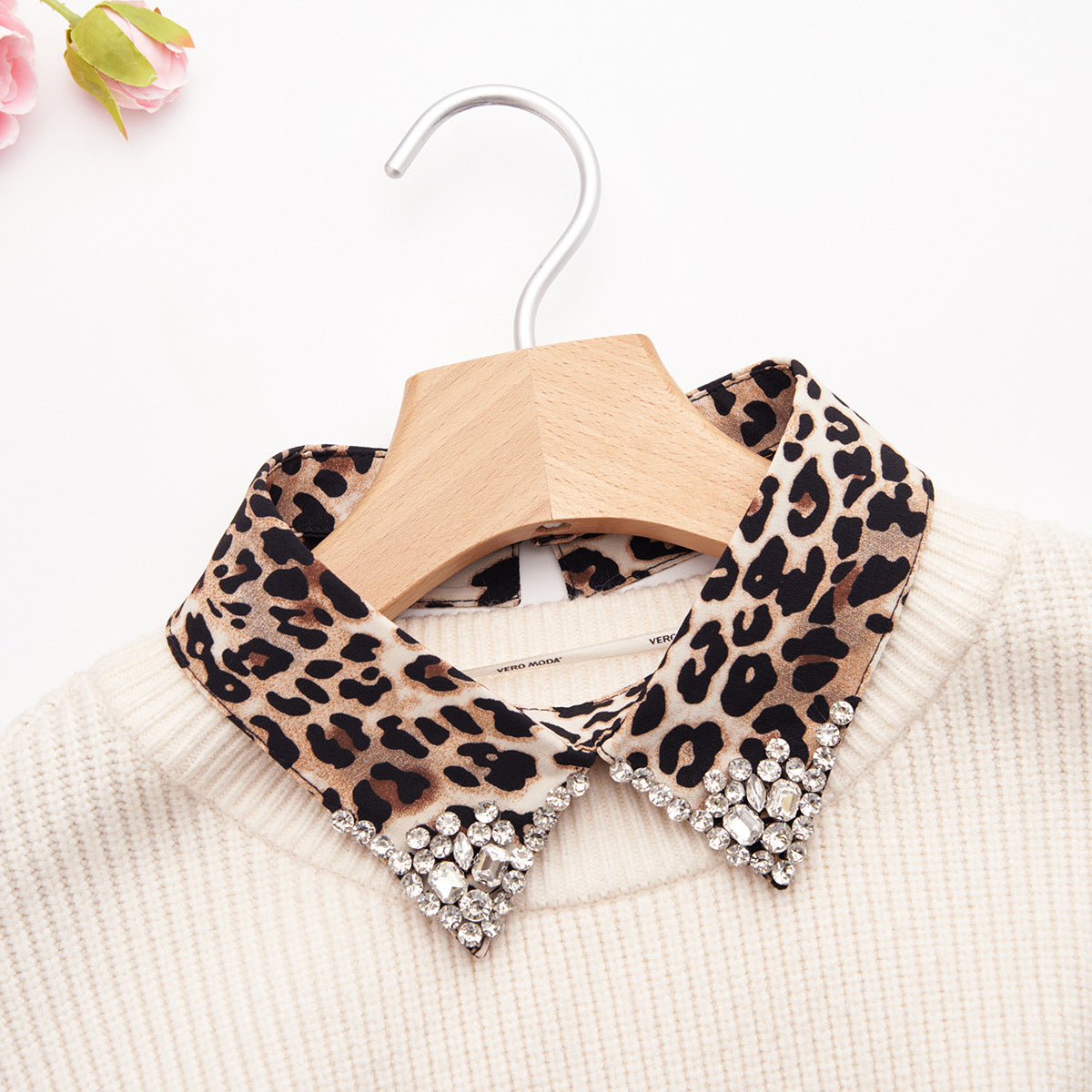 Damen Leopard style modisch alles zusammen Pullover T-Shirt Kragen Frauen