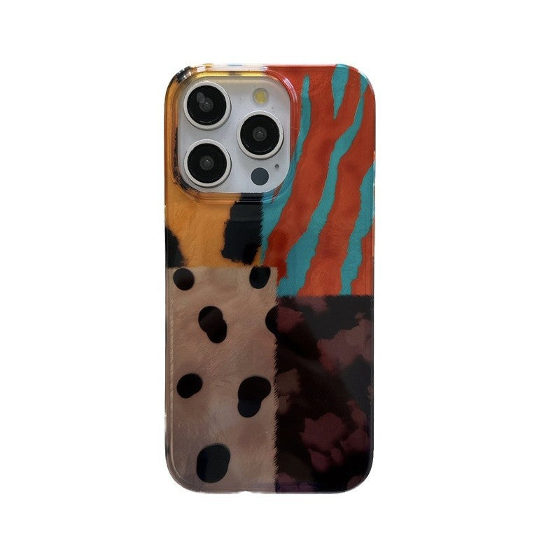 Bunte Mosaik Leopard Print Telefon Fall