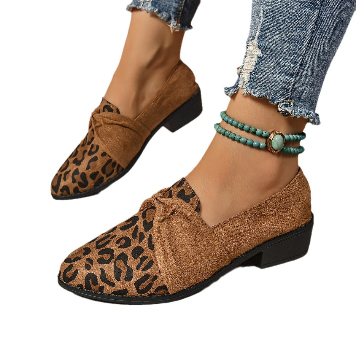 Damen Slip-on Leopard Print Casual Wildleder Slip-on Schuhe