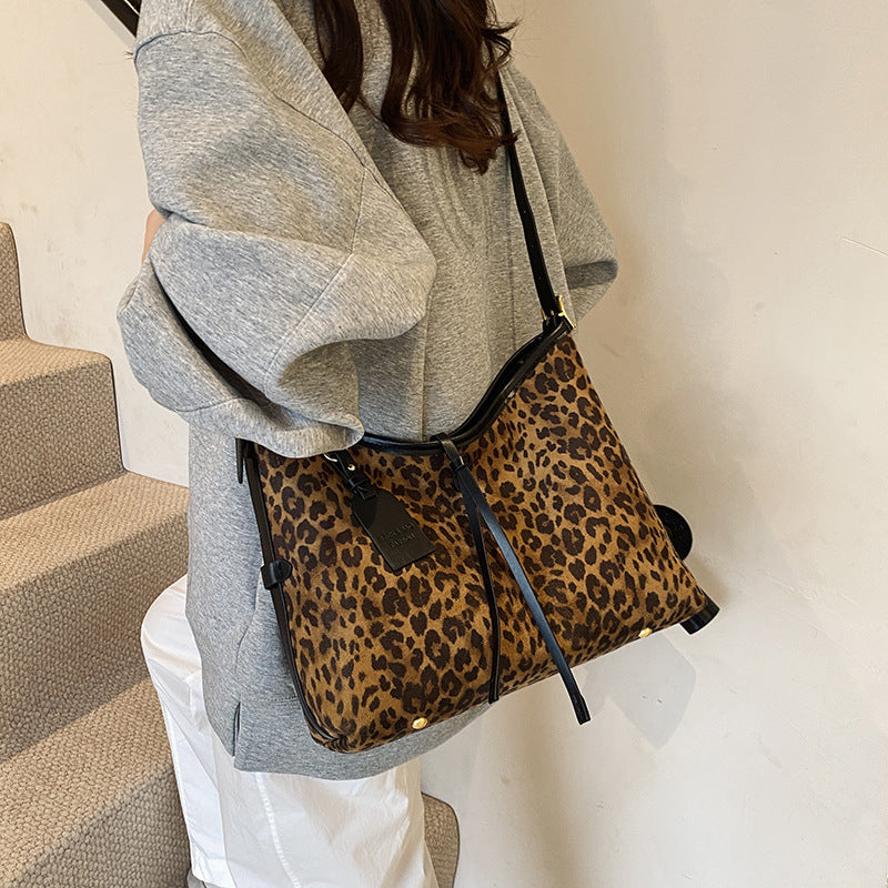 Damen Popular Leopard Print große Kapazität Schulter Kuriertasche