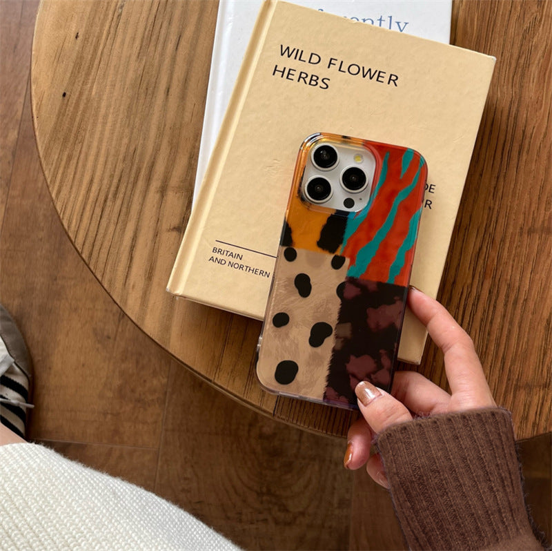 Bunte Mosaik Leopard Print Telefon Fall