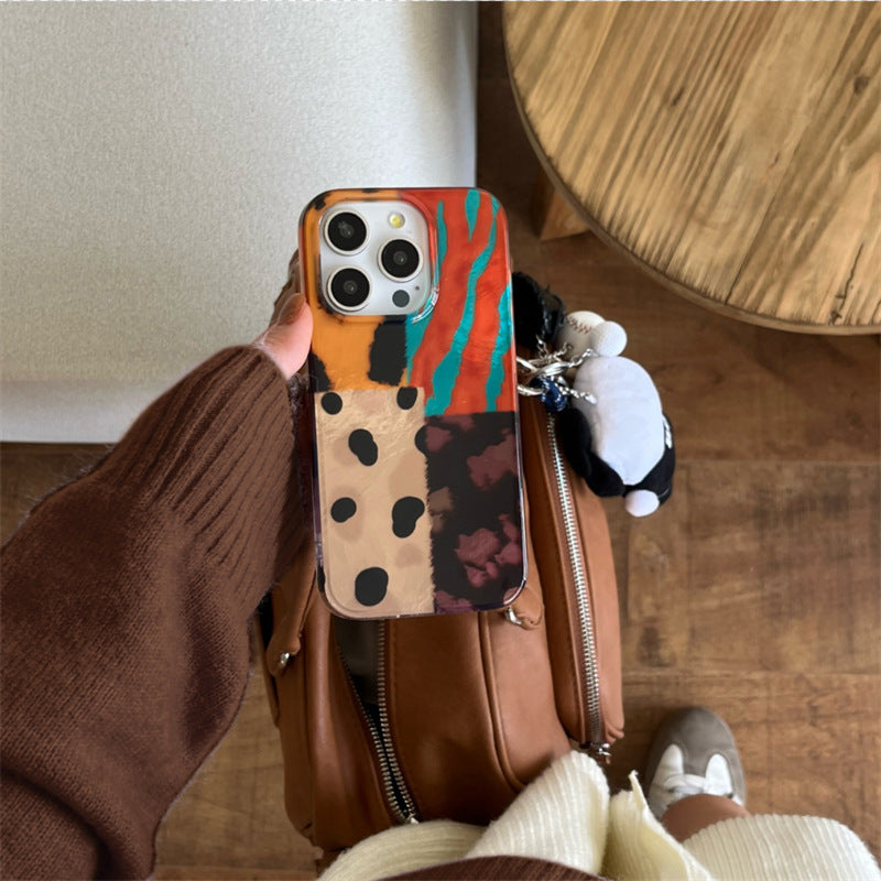 Bunte Mosaik Leopard Print Telefon Fall