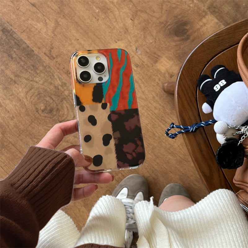 Bunte Mosaik Leopard Print Telefon Fall