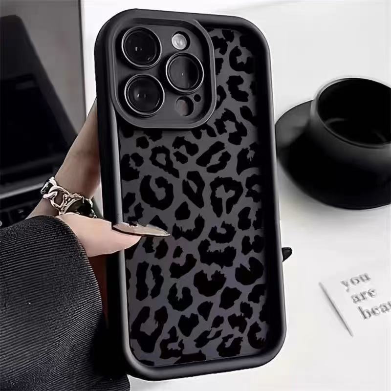 Schwarzer Leopard Print Handytasche Neu