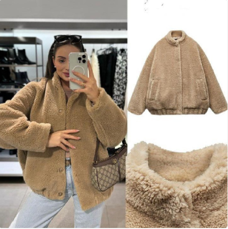 Damen-Fleece-Bomberjacke