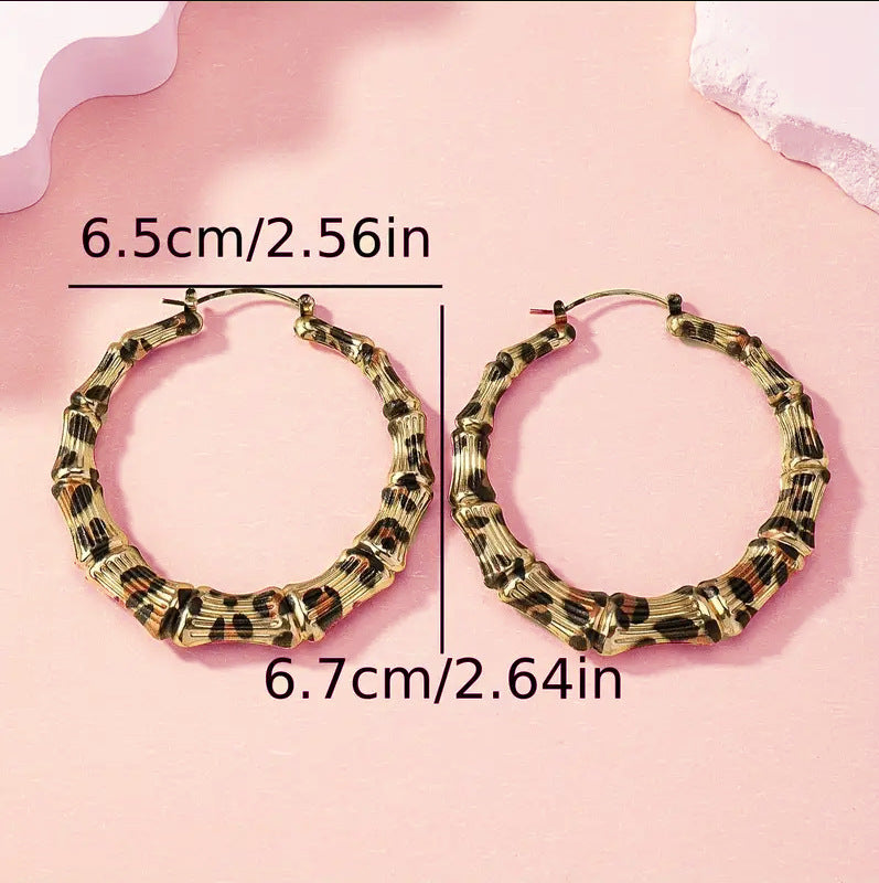 Neue Mode Leopard Print Runde Hoop Ohrringe für Frauen Schmuck Punk Metall Zebra Kuh großen Kreis Ohrring weiblich Party Geschenke