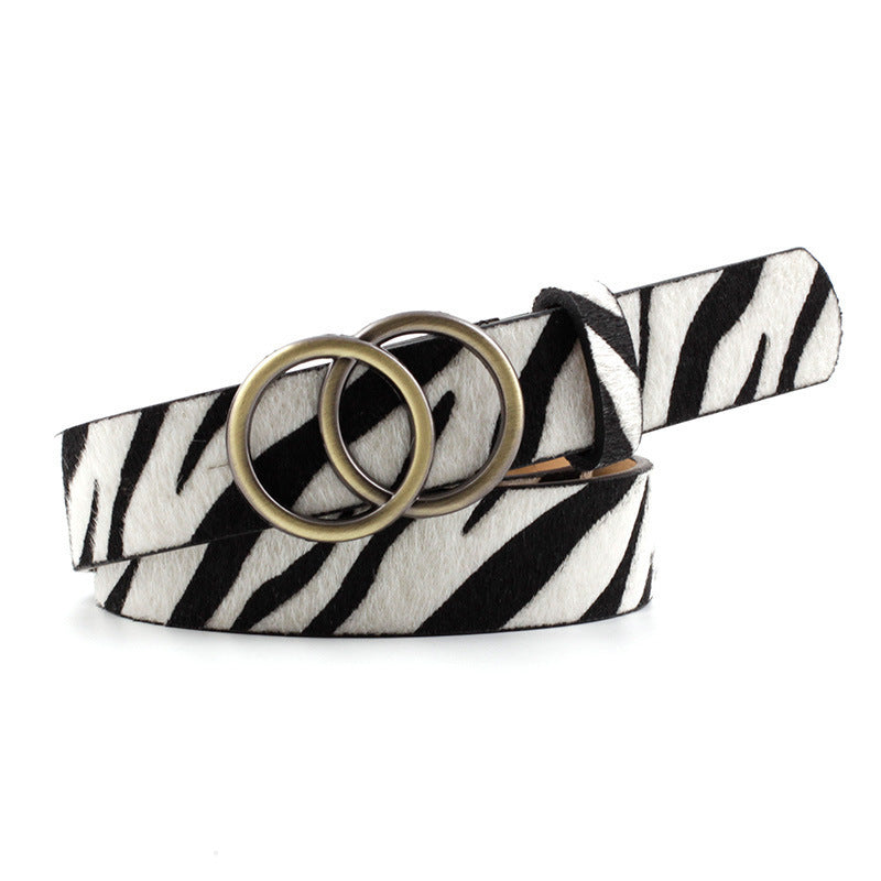 Mode runder Knopf Leopard Style Zebra Snake Belt